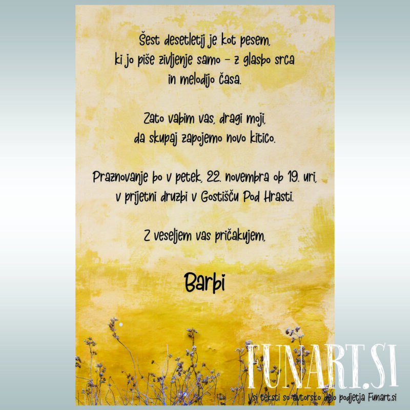 Umetniško vabilo za 60. rojstni dan