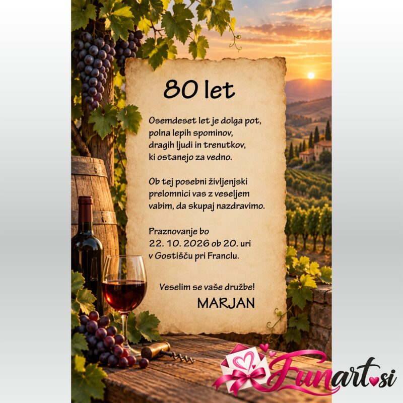 Vabilo za 80 rojstni dan