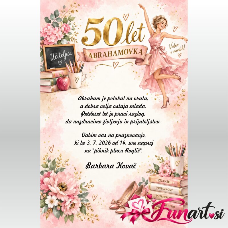 Vabilo 50 let - Učiteljica