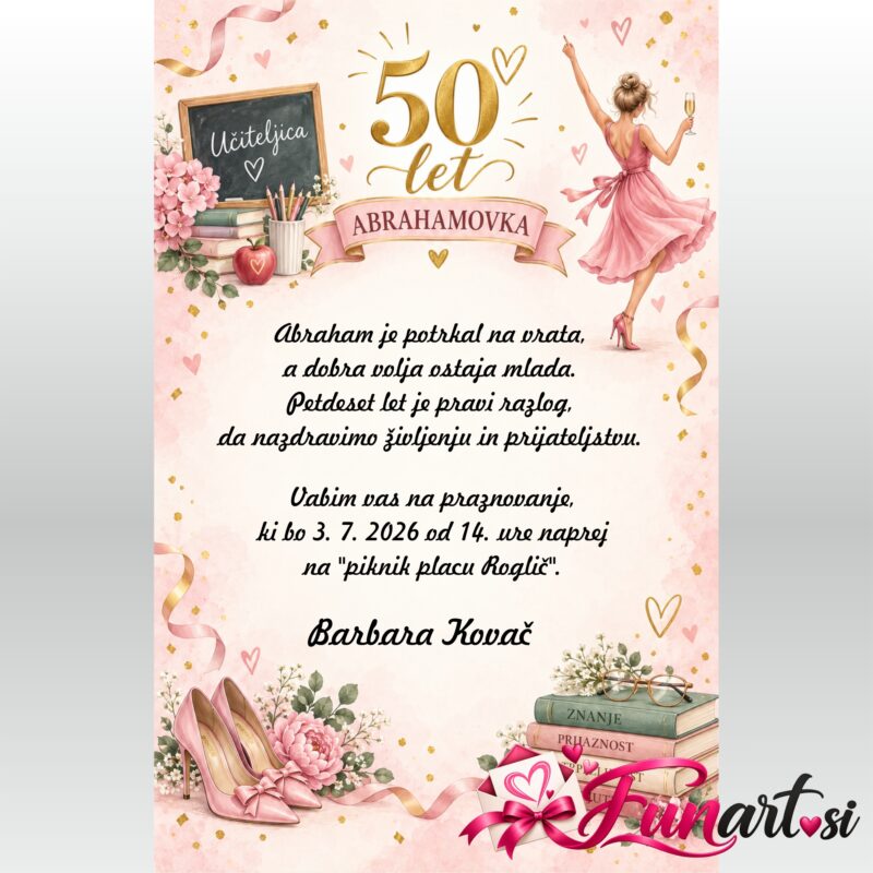 Vabilo 50 let - Učiteljica 1