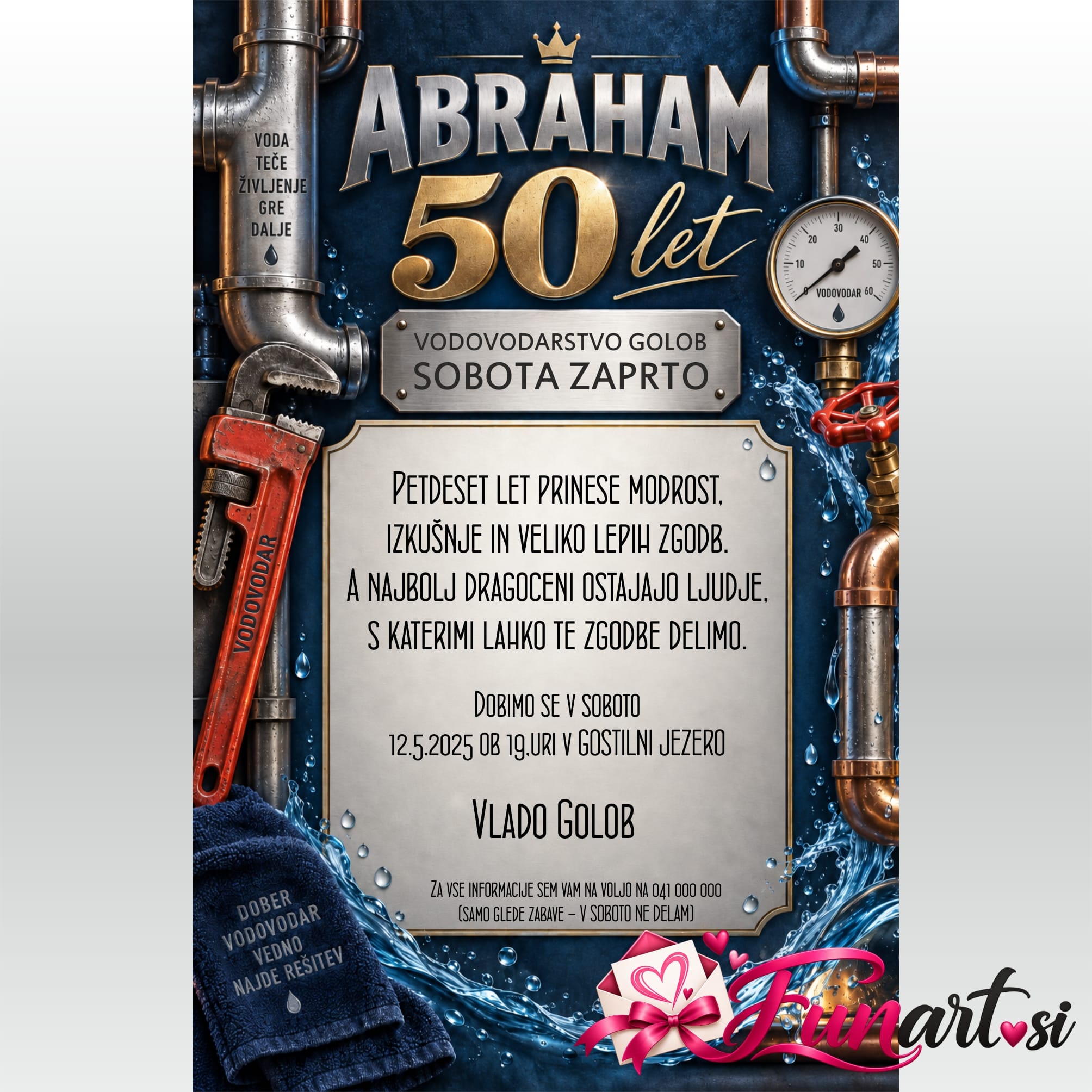 Vabilo 50 let - Vodovodar