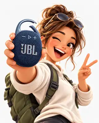 Zabaven lik z JBL Clip zvočnikom